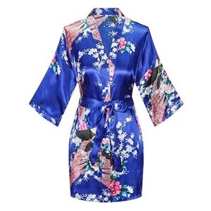 Kimono floral long sleeve blue wrap around dress size XL